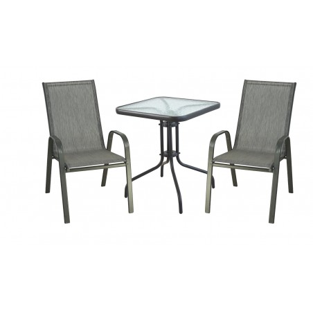 ΣΕΤ ΤΡΑΠΕΖΑΡΙΑΣ ΜΕΤΑΛΛΙΚΗ 3ΤΜΧ ΜΕ 2 ΚΑΡΕΚΛΕΣ & 1 ΤΡΑΠΕΖΙ 60Χ60 ΓΚΡΙ