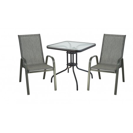 ΣΕΤ ΤΡΑΠΕΖΑΡΙΑΣ ΜΕΤΑΛΛΙΚΗ 3ΤΜΧ ΜΕ 2 ΚΑΡΕΚΛΕΣ & 1 ΤΡΑΠΕΖΙ 70Χ70 ΓΚΡΙ