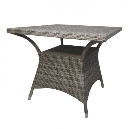 τραπέζι ραταν γκρι αλουμινίου με βοηθητικό χώρο 80*80*73εκ