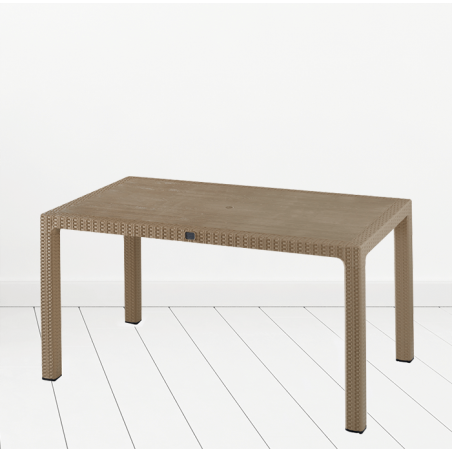 Τραπέζι πλαστικό πολυπροπυλενίου με ανάγλυφο σχέδιο ραταν καπουτσίνο χρώμα 150*90*74εκ