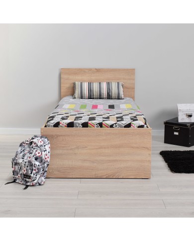 Κρεβάτι μονό CLEVER TOO 90x190εκ. sonoma φυσικό χρώμα με βάση στήριξης για το στρώμα