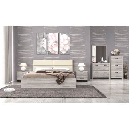 ΚΡΕΒΑΤΙ ΥΠΕΡΔΙΠΛΟ Νο 6 ΜΕΛΑΜΙΝΗΣ ΣΕ ΣΤΑΧΤΙ ΧΡΩΜΑ 160Χ200ΕΚ. ΚΑΙ ΜΠΕΖ-ΛΕΥΚΟ ΠΡΟΣΚΕΦΑΛΟ ΑΠΟ ΔΕΡΜΑΤΙΝΗ