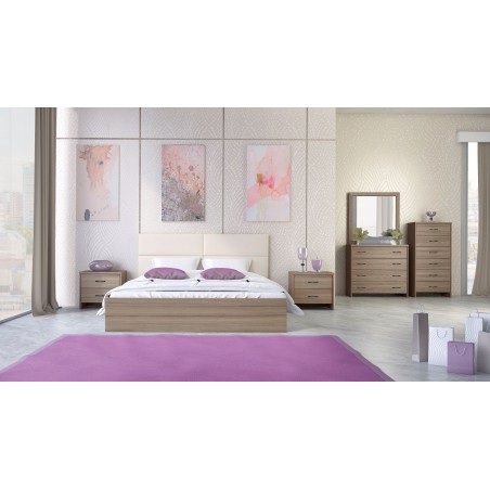 ΚΡΕΒΑΤΙ ΥΠΕΡΔΙΠΛΟ ΜΕΛΑΜΙΝΗΣ No6 ΣΕ ΜΟΚΑ ΧΡΩΜΑ 160Χ200ΕΚ. ΚΑΙ ΛΕΥΚΟ-EΚΡΟΥ ΠΡΟΣΚΕΦΑΛΟ ΑΠΟ ΔΕΡΜΑΤΙΝΗ