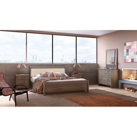 ΚΡΕΒΑΤΙ ΥΠΕΡΔΙΠΛΟ ΑΠΟ ΟΞΙΑ ΚΑΙ ΜΕΛΑΜΙΝΗ No26Α ΣΕ ΜΟΚΑ ΧΡΩΜΑ 160Χ200ΕΚ. ΜΕ ΕΠΕΝΔΥΣΗ ΔΕΡΜΑΤΙΝΗΣ ΕΚΡΟΥ-ΛΕΥΚΟ ΣΤΟ ΠΡΟΣΚΕΦΑΛΟ