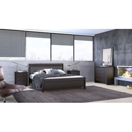 ΚΡΕΒΑΤΙ ΥΠΕΡΔΙΠΛΟ ΑΠΟ ΟΞΙΑ ΚΑΙ ΜΕΛΑΜΙΝΗ No26Α ΣΕ ΒΕΓΚΕ ΧΡΩΜΑ 160Χ200ΕΚ. ΜΕ ΕΠΕΝΔΥΣΗ ΚΑΦΕ ΔΕΡΜΑΤΙΝΗΣ ΣΤΟ ΠΡΟΣΚΕΦΑΛΟ