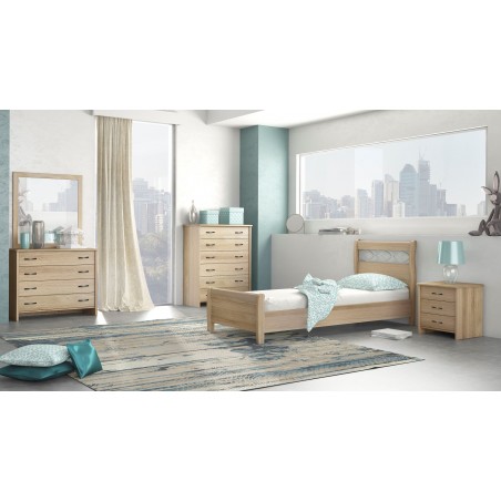 ΚΡΕΒΑΤΙ ΜΟΝΟ ΑΠΟ ΟΞΙΑ ΚΑΙ ΜΕΛΑΜΙΝΗ No27 ΣΕ ΛΑΤΤΕ ΧΡΩΜΑ 90Χ190ΕΚ. ΜΕ ΣΧΕΔΙΑΣΜΟ ΑΠΟ ΣΙΔΕΡΟ ΣΤΟ ΠΡΟΣΚΕΦΑΛΟ