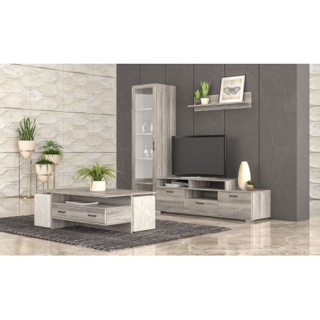 ΤΡΑΠΕΖΑΚΙ ΣΑΛΟΝΙΟΥ ΠΟΛΥΜΟΡΦΙΚΟ Νο3 ΜΕΛΑΜΙΝΗΣ ΧΡΩΜΑΤΟΣ ΣΤΑΧΤΙ ΜΕ 2 ΠΟΥΦ, 2 ΣΥΡΤΑΡΙΑ ΚΑΙ ΒΟΗΘΗΤΙΚΟ ΧΩΡΟ 120x72x40ΕΚ.