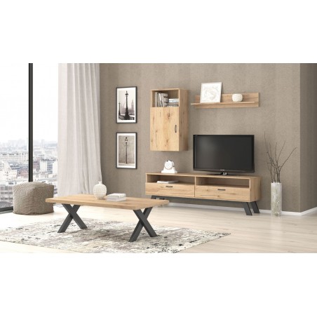 ΣΥΝΘΕΤΟ ECONOMY 3ΤΜΧ ΣΕ ΜΕΛΙ ΧΡΩΜΑ ΕΠΙΠΛΟ TV 150X45X52ΕΚ. ΚΟΥΤΙ ΚΑΘΕΤΟ ΚΡΕΜΑΣΤΟ 45X30X93ΕΚ. ΡΑΦΙ ΤΟΙΧΟΥ 90X12X20ΕΚ.