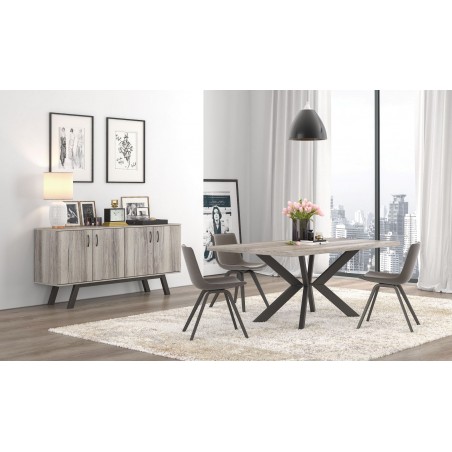 ΤΡΑΠΕΖΑΡΙΑ ΣΑΛΟΝΙΟΥ ΧΡΩΜΑΤΟΣ ΣΤΑΧΤΙ Νο9 ΑΠΟ ΜΕΛΑΜΙΝΗ ΚΑΙ ΜΑΥΡΑ ΜΕΤΑΛΛΙΚΑ ΠΟΔΙΑ ΜΕ ΜΟΝΤΕΡΝΟ ΣΧΗΜΑΤΙΣΜΟ ΔΙΑΣΤΑΣΕΩΝ 158,5*90*78εκ.