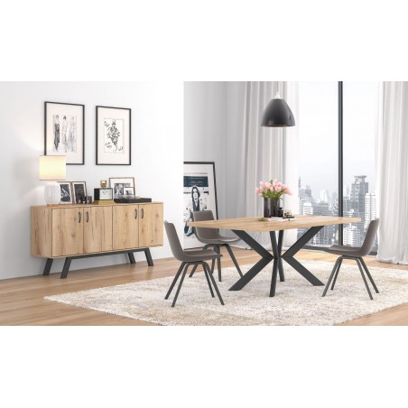 ΤΡΑΠΕΖΑΡΙΑ ΣΑΛΟΝΙΟΥ ΧΡΩΜΑΤΟΣ ΜΕΛΙ Νο9 ΑΠΟ ΜΕΛΑΜΙΝΗ ΚΑΙ ΜΑΥΡΑ ΜΕΤΑΛΛΙΚΑ ΠΟΔΙΑ ΜΕ ΜΟΝΤΕΡΝΟ ΣΧΗΜΑΤΙΣΜΟ ΔΙΑΣΤΑΣΕΩΝ 158,5*90*78εκ.