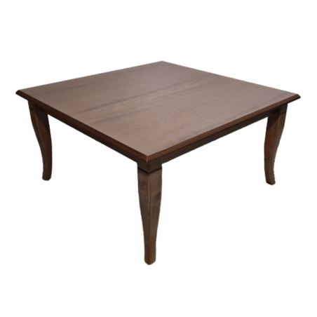 Τραπεζάκι σαλονίου με μασίφ ξύλινα πόδια και νταμπλά από mdf σε χρώμα καρυδί ανοιχτό 80x80x41εκ.