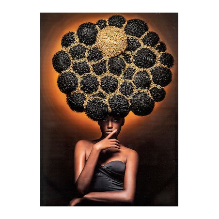 Πίνακας σε καμβά κοπέλα με αφάνα χρυσό/μαύρο 70*3*100cm