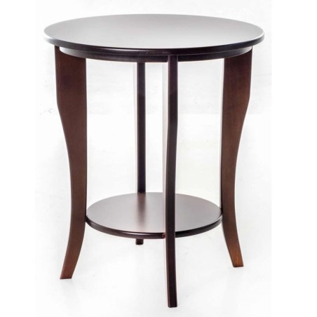 Βοηθητικό στρόγγυλο τραπεζάκι σαλονιού σε καρυδί χρώμα από ξύλο οξιάς διαστάσεων Φ60x60Υεκ