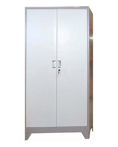 Μεταλλική ντουλάπα διπλή μεταλλική σε γκρί χρώμα, εξαιρετικής ποιότητας και αισθητικής με ράφια και κλειδαριά 90x40x195εκ.
