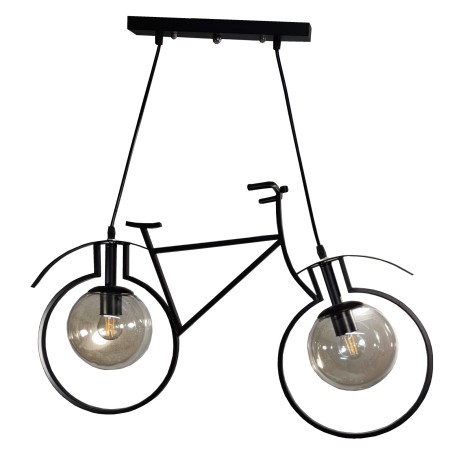 Δίφωτο κρεμαστό φωτιστικό "ποδήλατο" Ε27 με μεταλλικό μαύρο σκελετό διαστάσεων 60*45εκ.