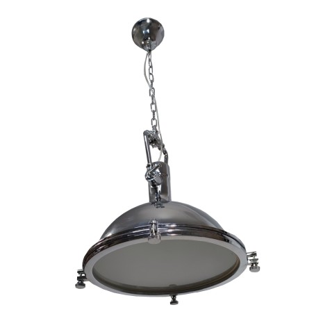Μονόφωτο κρεμαστό φωτιστικό Ε27 καμπάνα βιομηχανικού τύπου σε inox απόχρωση Φ26*Υ35εκ.