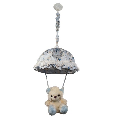 Παιδικό φωτιστικό μονόφωτο σε μπλε αποχρώσεις Ε27 με αρκουδάκι διαστάσεων 35*20εκ.