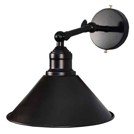 Φωτιστικό τοίχου μεταλλική μαύρη απλίκα Ε27 με σπάσιμο σε 2 σημεία διαστάσεων Φ22*Υ20εκ.