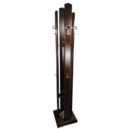 Ξύλινος καλόγερος από οξιά είκοσι θέσεων με ομπρελοθήκη καρυδιά σκούρο χρώμα 40*40*185εκ
