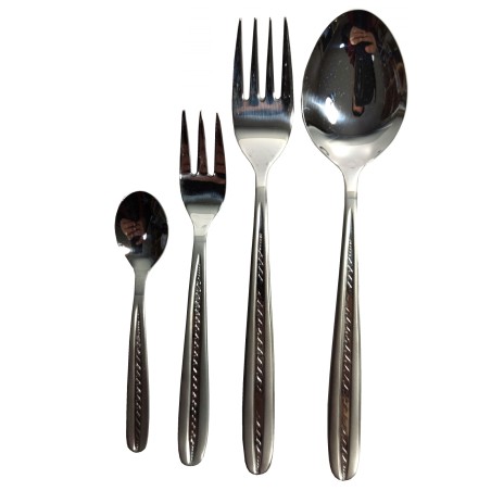 Σετ μαχαιροπίρουνα 24 τεμ. ανοξείδωτα αποτελείται από 6 πιρούνια, 6 κουτάλια, 6 πιρουνάκια και 6 κουταλάκια του γλυκού