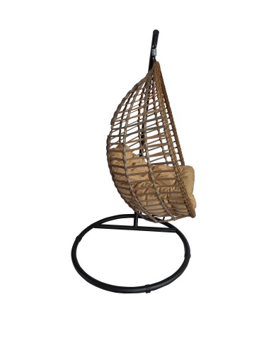 Κρεμαστή πολυθρόνα-φωλιά από μέταλλο-wicker σε -μπεζ χρώμα 110x72x130cm
