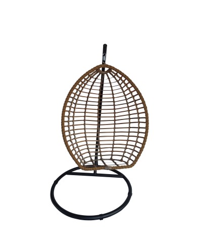 Κρεμαστή πολυθρόνα-φωλιά από μέταλλο-wicker σε -μπεζ χρώμα 110x72x130cm