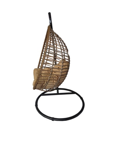 Κρεμαστή πολυθρόνα-φωλιά από μέταλλο-wicker σε -μπεζ χρώμα 110x72x130cm
