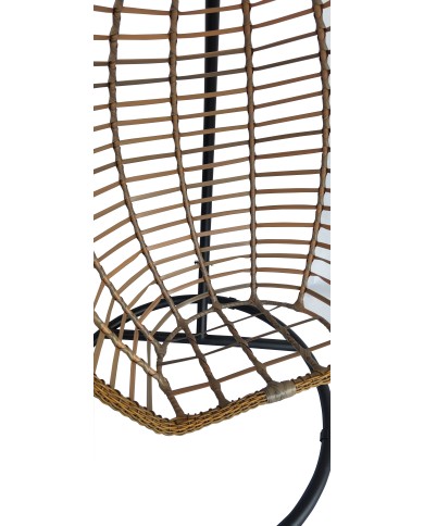 Κρεμαστή πολυθρόνα-φωλιά από μέταλλο-wicker σε -μπεζ χρώμα 110x72x130cm