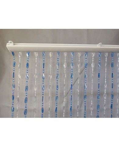 Κουρτίνα Πόρτας Χάντρα 100x220cm Διάφανη με γαλάζιο κρυσταλλική 40 σειρών