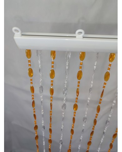 Κουρτίνα Πόρτας Χάντρα 100x220cm κρυσταλλική καφέ ανοιχτό με διάφανο 40 σειρών