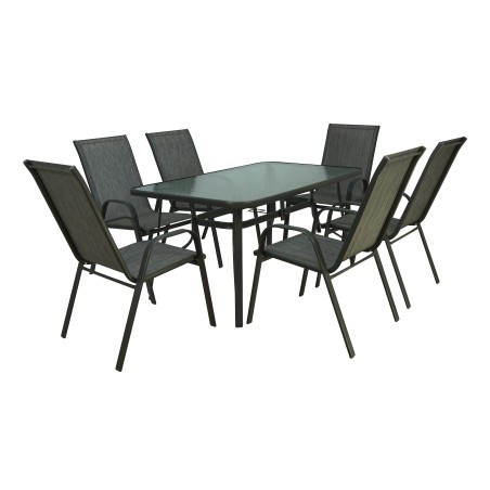 ΣΕΤ ΤΡΑΠΕΖΑΡΙΑΣ 7 ΤΜΧ ΜΕΤΑΛΛΙΚΗ ΜΕ 6 ΚΑΡΕΚΛΕΣ & ΤΡΑΠΕΖΙ 140x80 ΚΑΦΕ ΣΦΥΡΙΛΑΤΟ