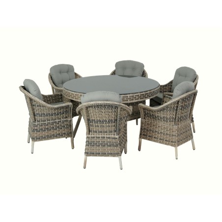 ΣΕΤ ΤΡΑΠΕΖΑΡΙΑΣ 7ΤΜΧ ΤΡΑΠ.Φ160x75εκ & ΠΟΛΥΘΡΟΝΕΣ WICKER RATTAN ΓΚΡΙ