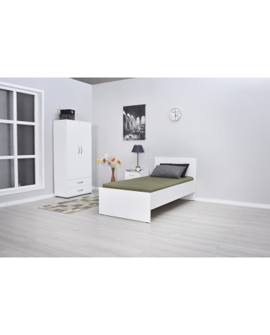 Κρεβάτι μονό CLEVER TOO white 90x190εκ. λευκό χρώμα από μοριοσανίδες με βάση στήριξης για στρώμα