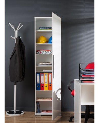 Ντουλάπα μονόφυλλη με 8 ράφια λευκή High Gloss White 50εκ*35εκ*187εκ