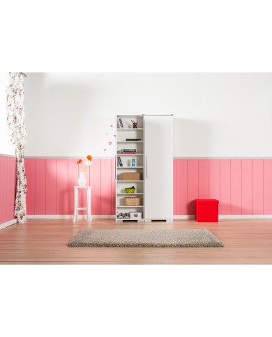 Ντουλάπα μονόφυλλη με 8 ράφια λευκή High Gloss White 50εκ*35εκ*187εκ