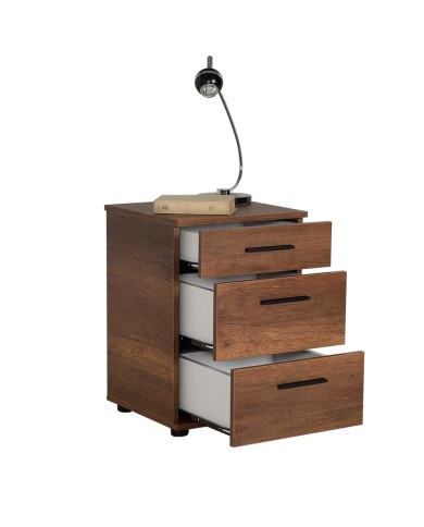 ΚΟΜΟΔΙΝΟ ΜΕ 3 ΣΥΡΤΑΡΙΑ KMD-530-OO ΜΕΛΑΜΙΝΗ ΧΡΩΜΑ Olso Walnut Καρυδί 40x39x57εκ
