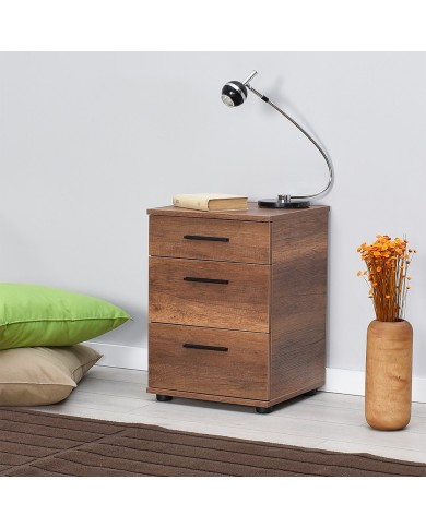ΚΟΜΟΔΙΝΟ ΜΕ 3 ΣΥΡΤΑΡΙΑ KMD-530-OO ΜΕΛΑΜΙΝΗ ΧΡΩΜΑ Olso Walnut Καρυδί 40x39x57εκ