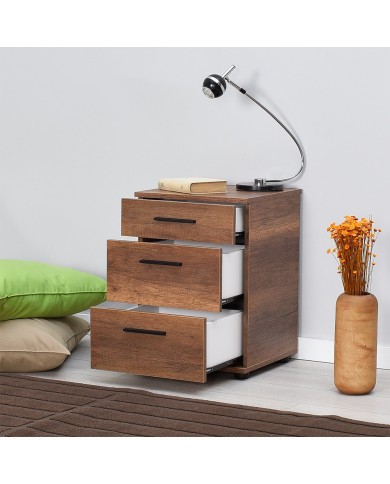ΚΟΜΟΔΙΝΟ ΜΕ 3 ΣΥΡΤΑΡΙΑ KMD-530-OO ΜΕΛΑΜΙΝΗ ΧΡΩΜΑ Olso Walnut Καρυδί 40x39x57εκ