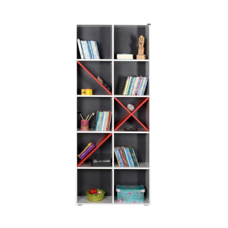 Βιβλιοθήκη Gaming λευκή με διαχωριστικό και δέκα χώρους αποθήκευσης μελαμίνης KTP-910-BK 75x30x188cm