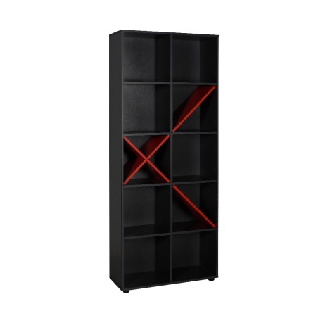 Βιβλιοθήκη Gaming ανθρακι με διαχωριστικό και δέκα χώρους αποθήκευσης μελαμίνης KTP-910-BK 75x30x188cm