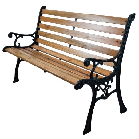 Παγκάκι ξύλο με μαντέμι με μπράτσα G316 σε χρώμα μαύρο αντικέ πράσινο διαστάσεων 126x58x78εκ