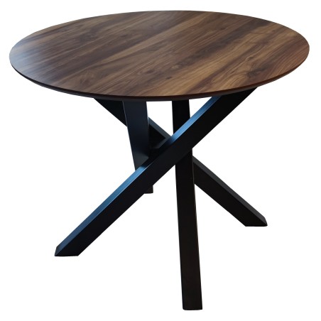 ΤΡΑΠΕΖΙ ΣΤΡΟΓΓΥΛΟ WOODEN1 ΑΠΟ MDF  ΜΕ ΜΕΤΑΛΛΙΚΗ ΒΑΣΗ Φ100x78Υ εκ.