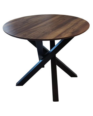 ΤΡΑΠΕΖΙ ΣΤΡΟΓΓΥΛΟ WOODEN 0.80 ΑΠΟ MDF ΜΕ ΜΕΤΑΛΛΙΚΗ ΒΑΣΗ Φ100x78Υ εκ.