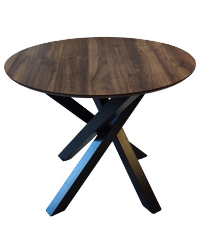 ΤΡΑΠΕΖΙ ΣΤΡΟΓΓΥΛΟ WOODEN 0.80 ΑΠΟ MDF ΜΕ ΜΕΤΑΛΛΙΚΗ ΒΑΣΗ Φ100x78Υ εκ.