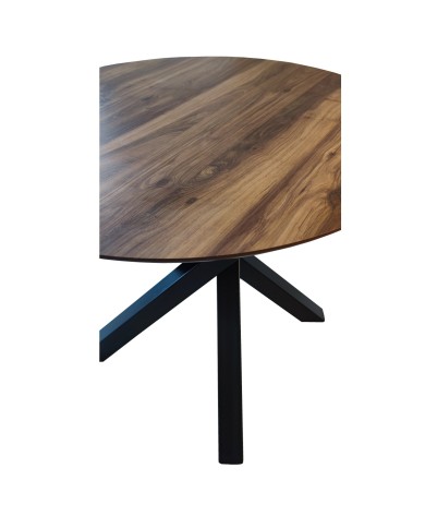 ΤΡΑΠΕΖΙ ΣΤΡΟΓΓΥΛΟ WOODEN 0.80 ΑΠΟ MDF ΜΕ ΜΕΤΑΛΛΙΚΗ ΒΑΣΗ Φ100x78Υ εκ.