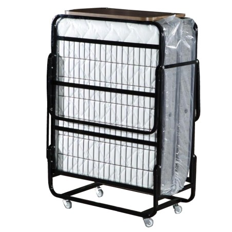 Κρεβάτι πτυσσόμενο εκστρατείας βαρέως τύπου DELUXE μεταλλικό προσκέφαλο,ρόδες μεταφοράς,αυτόματο άνοιγμα,14εκ στρώμα,190x80x53εκ