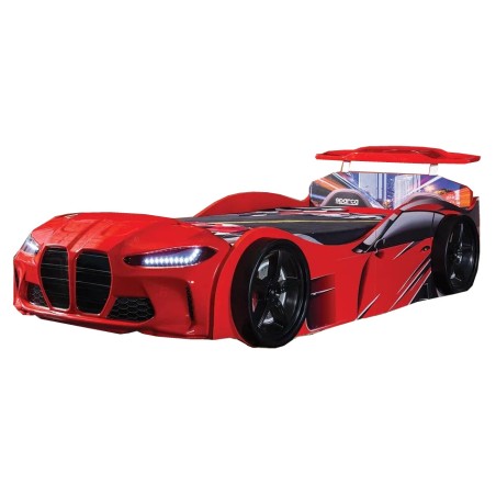 ΚΡΕΒΑΤΙ ΠΑΙΔΙΚΟ ΑΥΤΟΚΙΝΗΤΟ ΚΟΚΚΙΝΟ 90x190 F1RED ΜΕ ΦΩΤΙΣΜΟ LED ΚΑΙ ΤΗΛΕΧΕΙΡΙΣΜΟ  121x238x60 εκ