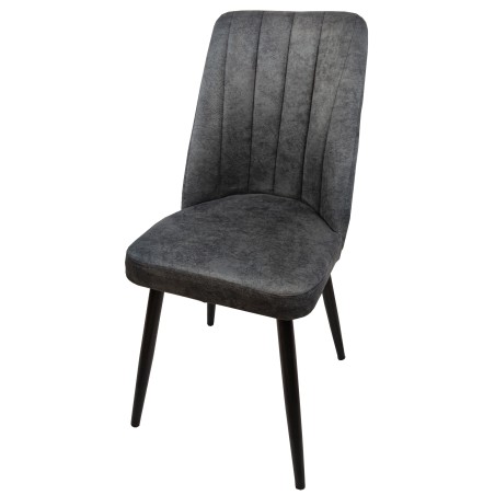 ΚΑΡΕΚΛΑ ΓΚΡΙ ΑΛΕΚΙΑΣΤΟ ΥΦΑΣΜΑ ΨΗΛΗ ΠΛΑΤΗ ΜΕ ΜΕΤΑΛΛΙΚΑ ΜΑΥΡΑ ΠΟΔΙΑ 41x45x90εκ