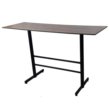 ΣΤΑΝΤ ΤΡΑΠΕΖΙ ΓΙΑ ΜΠΑΡ ΜΕ COMBACT HPL ΕΠΙΦΑΝΕΙΑ ΚΑΡΥΔΙ ΜΕ ΒΑΣΗ ΜΕΤΑΛΛΙΚΗ ΜΑΥΡΗ ΜΕ ΘΕΣΗ ΓΙΑ ΤΑ ΠΟΔΙΑ 150x50x110εκ