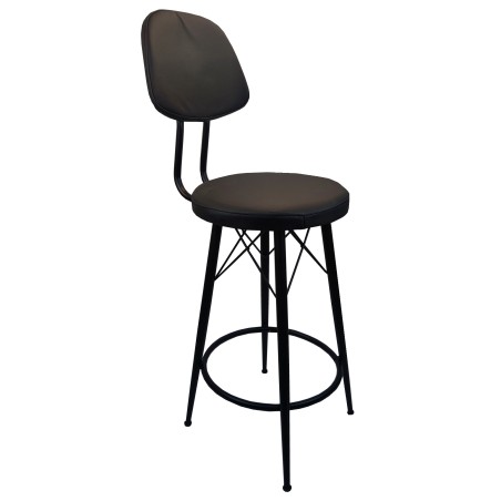 Σκαμπό για μπαρ μεσαίου ύψους μαύρο με πλάτη μεταλλικό και μαύρο τεχνόδερμα 34x38x95εκ